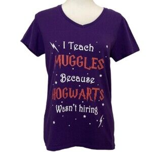 Harry Potter Shirt Teacher School Hogwartz Muggles Size Medium Cotton V Neck